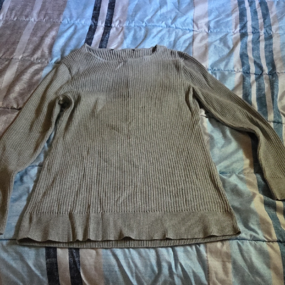 Women's Ribbed Knit Sweater - Beige